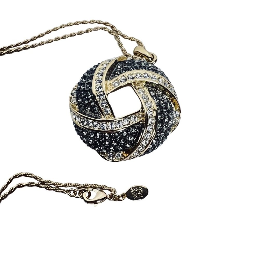 Nolan Miller Gold Tone Rope Chain Necklace With Love Knot Crystal Pendant (6006) - Picture 6 of 6